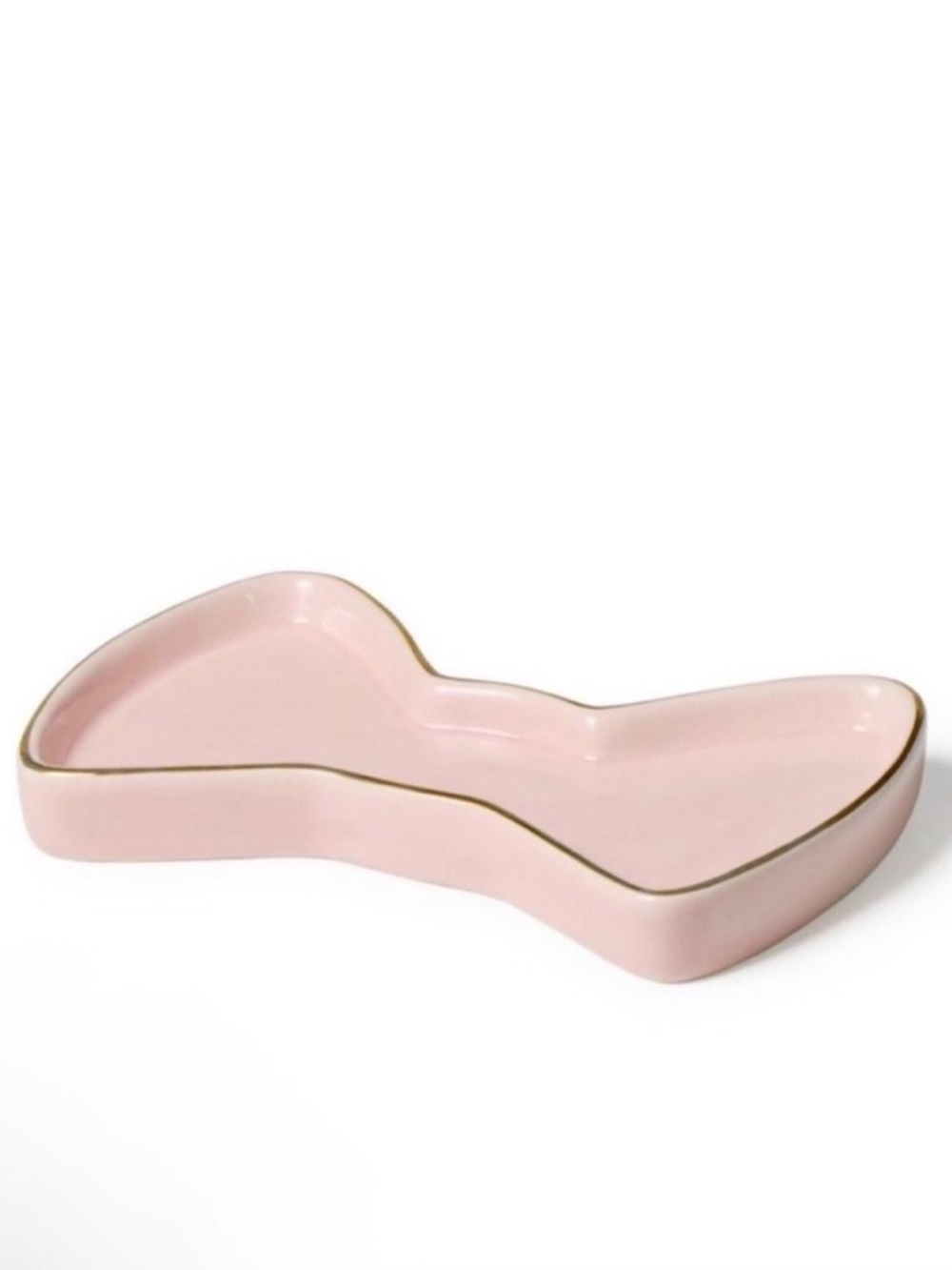 New! Target Bullseye Pink Bow Shaped Ceramic Trinket Dish w/ Gold Rim